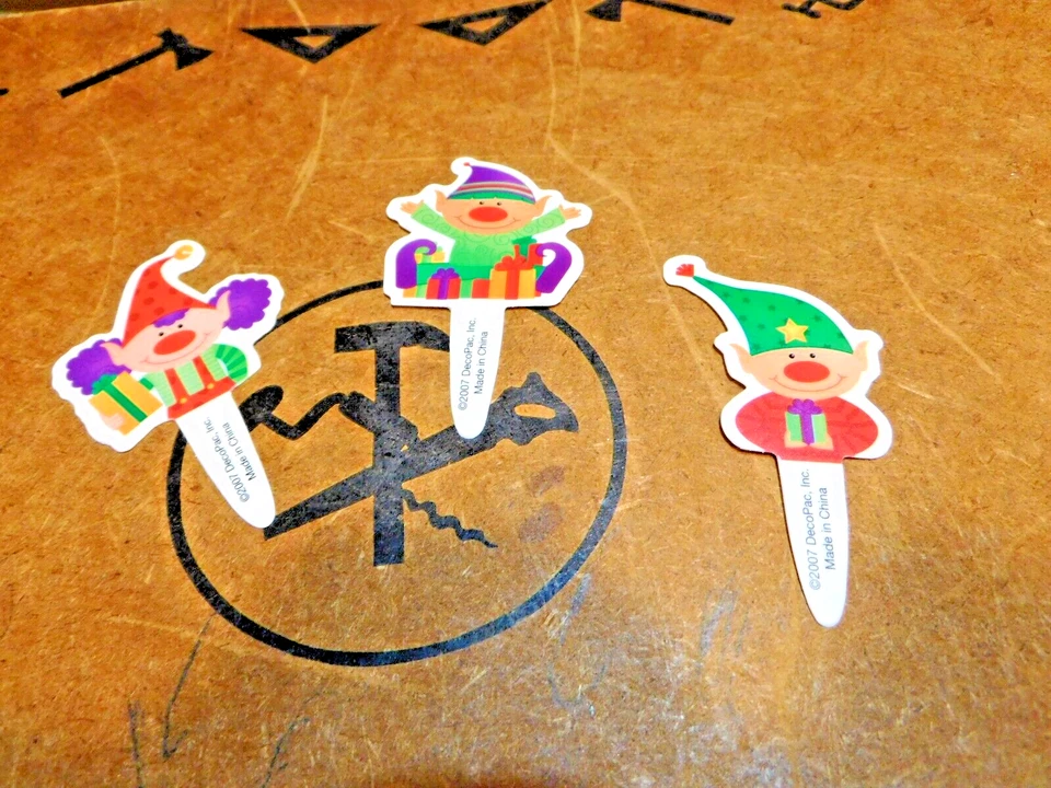 60 Piezas Navidad Elfo Cupcake Pastel Fotos Decoraciones 2 Caras -3 Estilos Foto 2 de 4