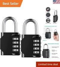Combo Lock for Lockers, 4 Digit Combination Padlock, 2 Pack Pad Locks with Code