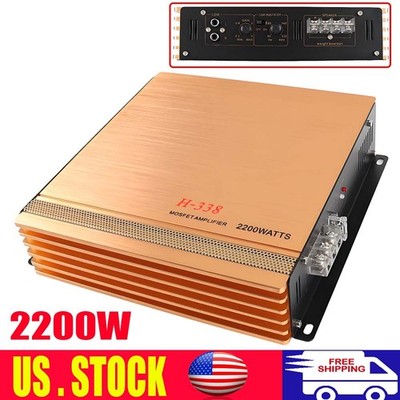 2 Channel 2200W Powerful Stereo Audio Power Car Amplifier Bass Amp System US