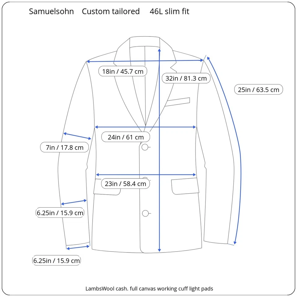 Blazer Samuelsohn Tweed 46R Calce Ajustado Lona Completa Trabajo Puño Cachemira Lana de Cordero Foto 2 de 4