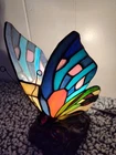 Ashley Harbour Vintage Butterfly Tiffany-Style Stained Glass Mini Table Lamp