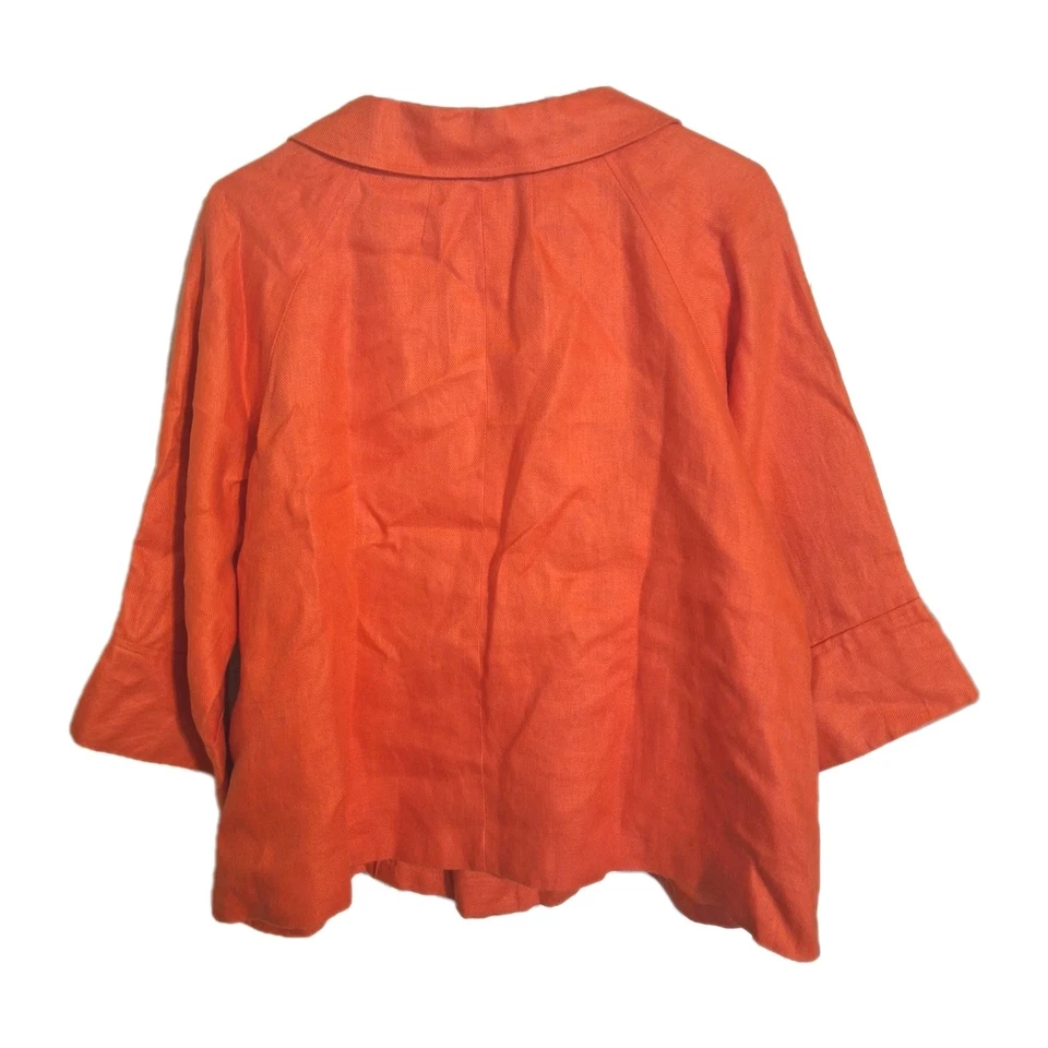 Твиды винтажный оранжевый блейзер женщин размер XL двойной кнопка с воротником 3/4 рукав  - Изображение 2 из 4