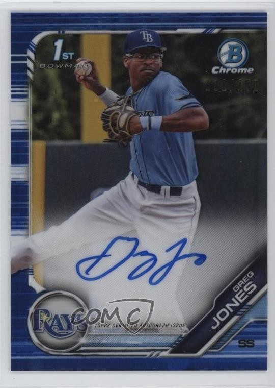 2019 Bowman Draft Chrome Pick Blue Refractor /150 Greg Jones #CDA-GJ Auto 03j5