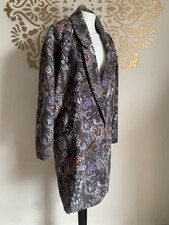 EAST VINTAGE Floral Coat 12 14 Wool Mix cocoon  70s Overcoat boho statement 