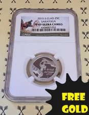 2015-S Saratoga (New York) ATB Quarter NGC PF 69 UCam with FREE 1/2 GOLDBACK*