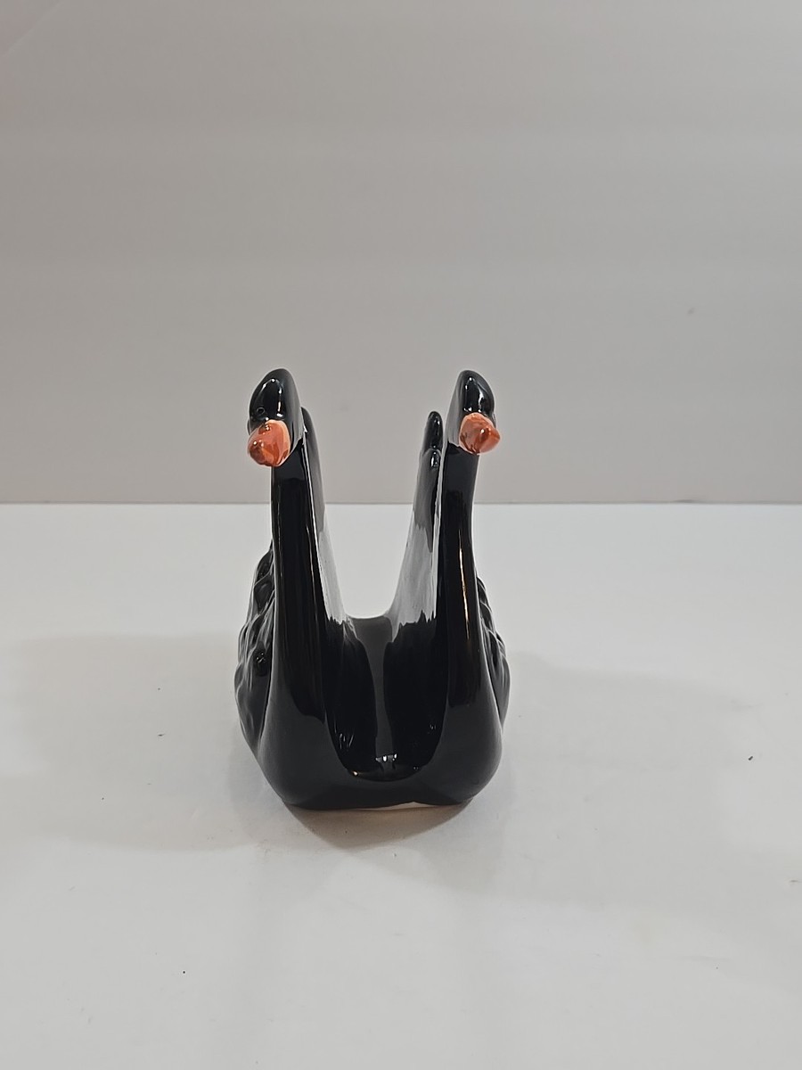 Boston Warehouse Black Ceramic Swans Napkin Holder Vintage Table