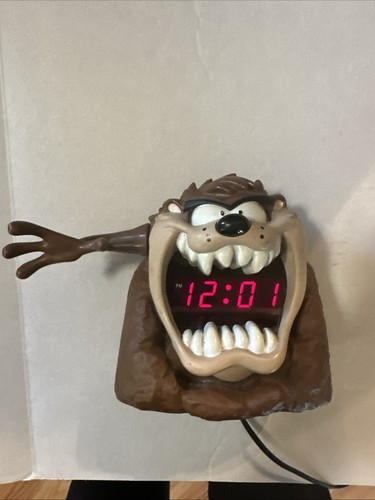 Vintage Warner Brothers Looney Tunes Taz Tasmanian Devil Alarm Clock 1995 AS IS