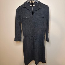 Ann Taylor LOFT Women's Gray Heathered Button-Down Shirt Dress-S