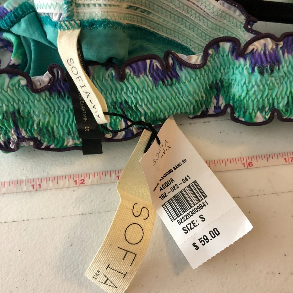 София от Vix бикини низ оборки заниженной в полоску зеленый фиолетовый S - Изображение 3 из 3