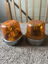 Vintage Pair Dietz 7-40 Amber Rotating Beacon Lights 12v Working Sae W3-70 Vintage Pair Dietz 7-40 Amber Rotating Beacon Lights 12v Working Sae W3-70