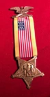 CIVIL WAR GAR VETERANS' MEMBERSHIP BADGE NATIONAL OFFICER YELLOW RIBBON - A2261