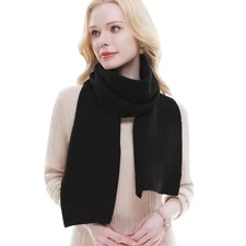 RIIQIICHY Scarf for Women Knit Scarves Winter Warm Scarf for Cold Weather Black