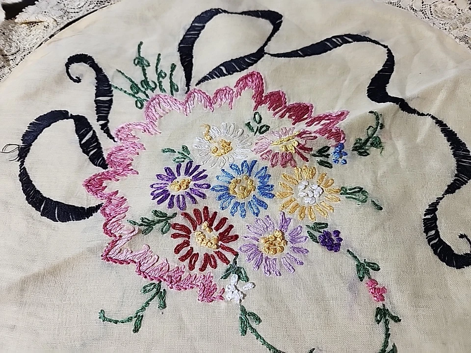 2 fundas de almohada toudoir vintage años 20 amarillo gasa bordada floral encaje Belle Foto 2 de 4