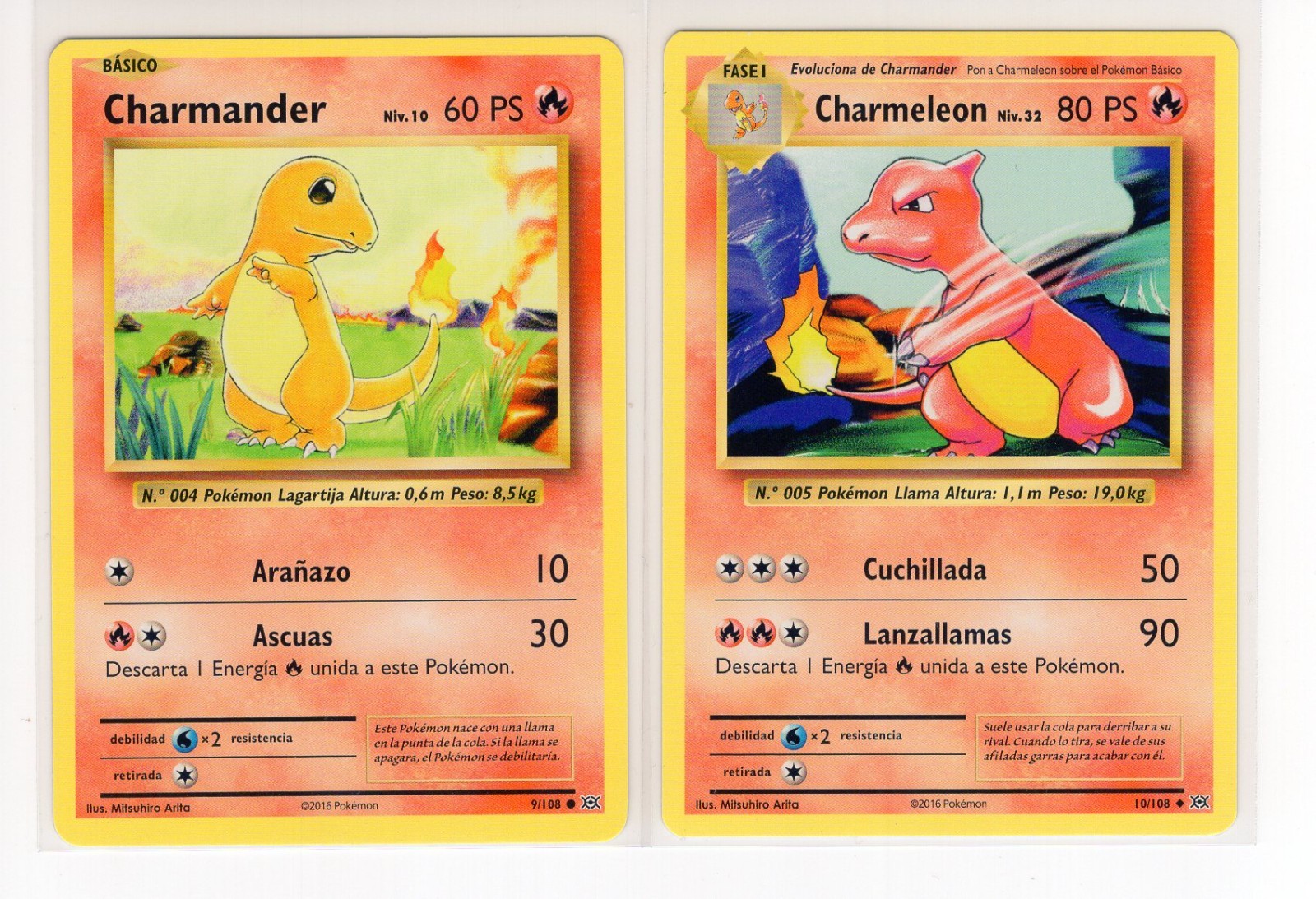1x ~ESP~ SPANISH Charmander & Charmeleon Evolutions 9 & 10 Pokemon Card (g5)