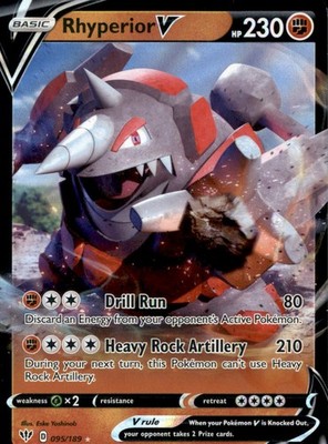 Rhyperior V 095/189 Holo V Rare Darkness Ablaze Pokemon Near Mint