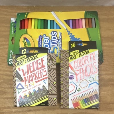 Crayola Super Tips Washable Markers 50 + Art & Edge Wedge 12 + Pencils 16