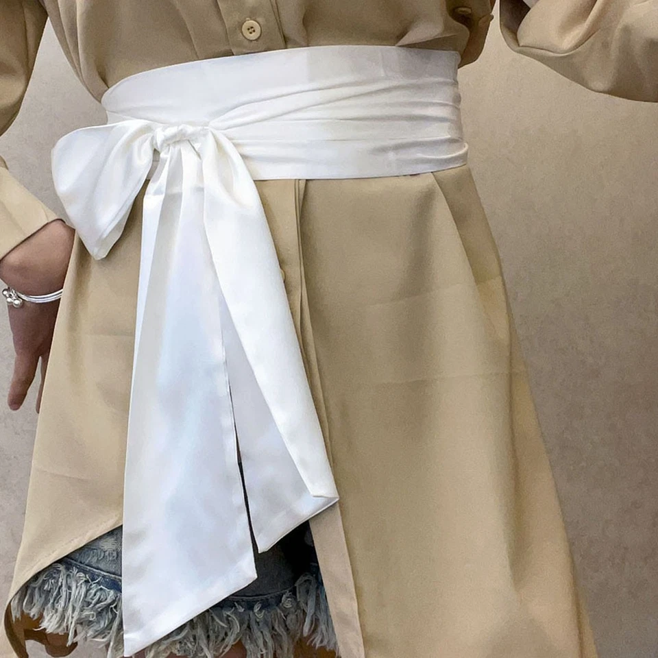 Bowknot Fabric Ribbon Cummerbunds Long Wide Silky Scarf Waist Cover Elegant ! - Image 2 of 4