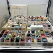 Lot Of Embroidery Floss, Thread Multicolor In 6 Cases All Numbered