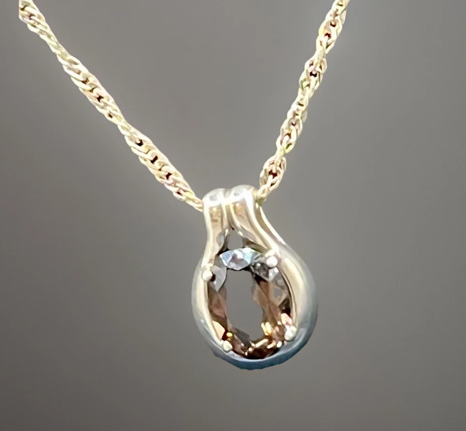 KABANA QUARTZO ESFUMAÇADO 925 prata esterlina pendurado colar de lágrima 19” polegadas 14mm - Imagem 4 de 4