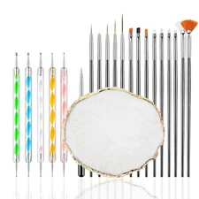 21Pcs Nail Art Design Tool Kits - 1 Resin Nail Art Palette, 5 Nail Art Dotting 