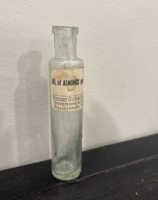 Vintage Henry Sykes Chemist Medical Bottle Oil of Almonds and Syrup of Violets