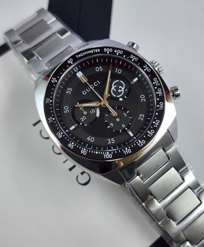 Gucci G-Timeless Chronograph Men's Black Dial Stainless Steel Watch YA142316