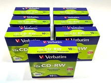 Lot of 200x Verbatim 12x Cd-RW Media - 700mb - 120mm  - 10 Pack Slim Case