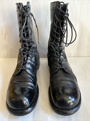 Vtg Corcoran Paratrooper Jump Boots Size 11 E Black Leather Cap Toe Made In USA