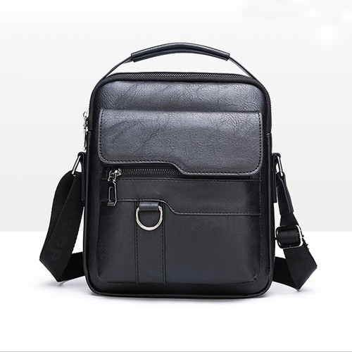 Borsa a mano da uomo in pelle a tracolla borsa a tracolla borsa da lavoro nera - Foto 5 di 10