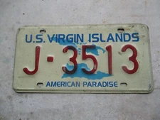 U.S. Virgin Islands license plate   #  J - 3513