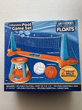 JOYIN Inflatable Pool Float Set Volleyball Net & Basketball Hoops,