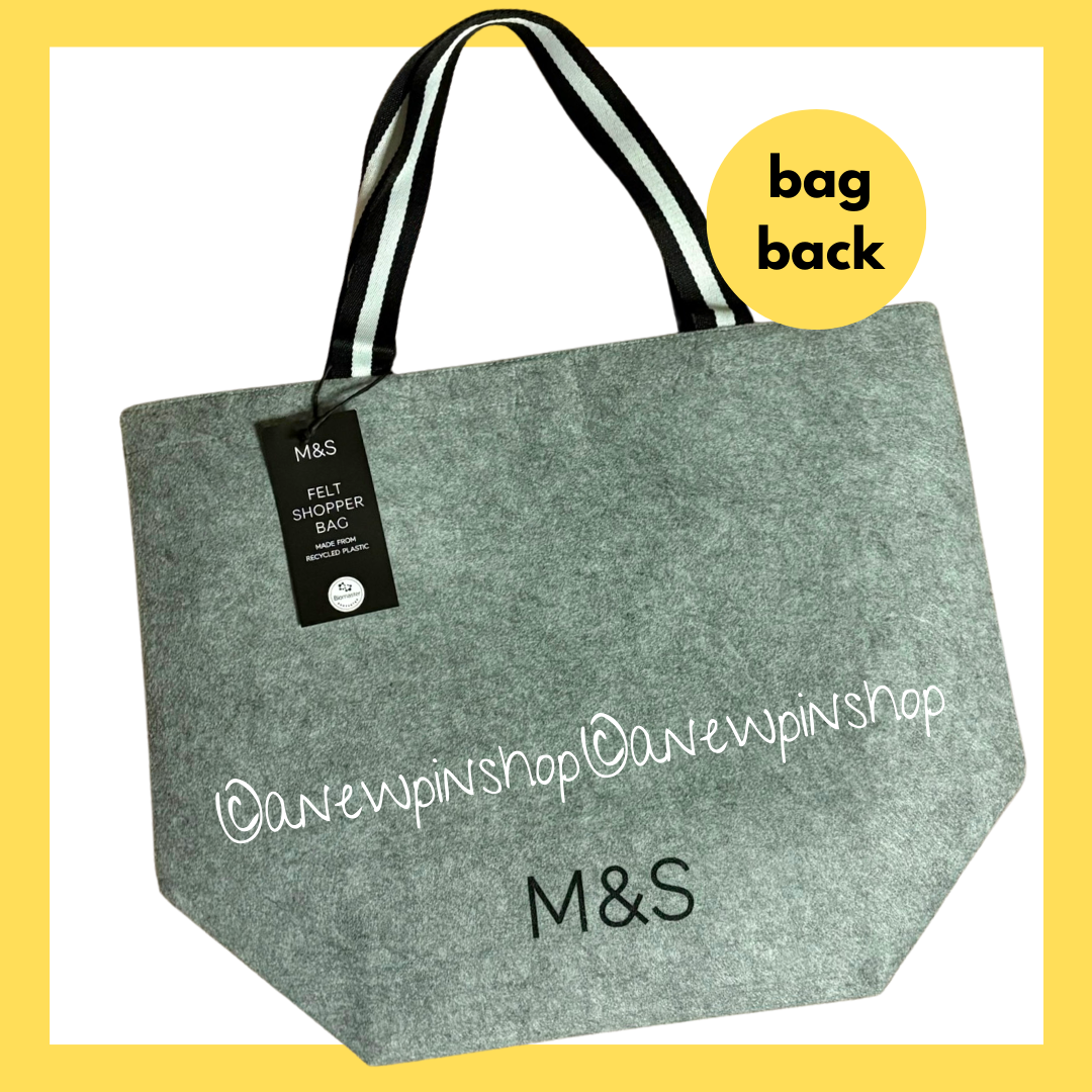 M&S Large Shopping Tote Bag x1 Grey Felt Anti Bacterial NEW Marks Spencer