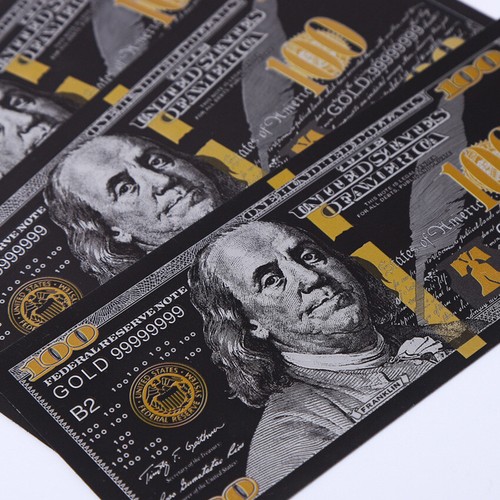 50PCS 100 Dollar Bills Black USA Banknote Black Gold Foil Commemorative Coin