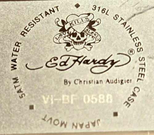 VTG Ed Hardy SKIN Chain w Pink Leather VI-BF-0588 by Christian Audigier NEW BATT - Picture 3 of 13