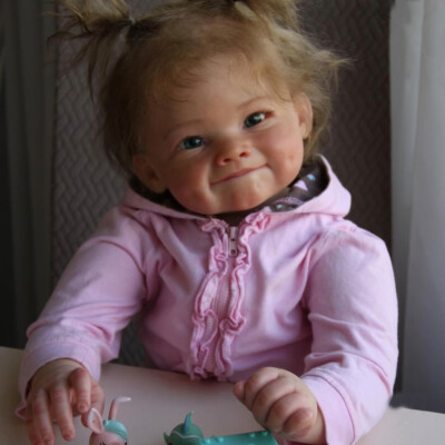 28in Finished Reborn Baby Doll Lifelike Toddler Girl w/Rooted Hair Handmade Gift