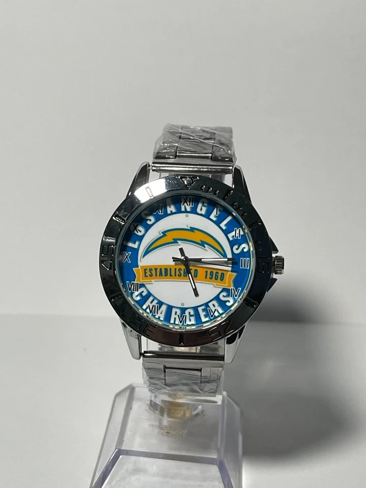 Los Angeles Chargers NFL Team Logo Men's Stainless-Steel Silver Watch NEW - Image 2 of 4