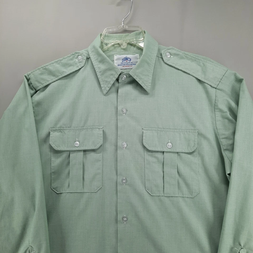 Рубашка мужская DSCP Garrison Collection 17x34/35 зеленая с коротким рукавом на пуговицах - Изображение 4 из 4