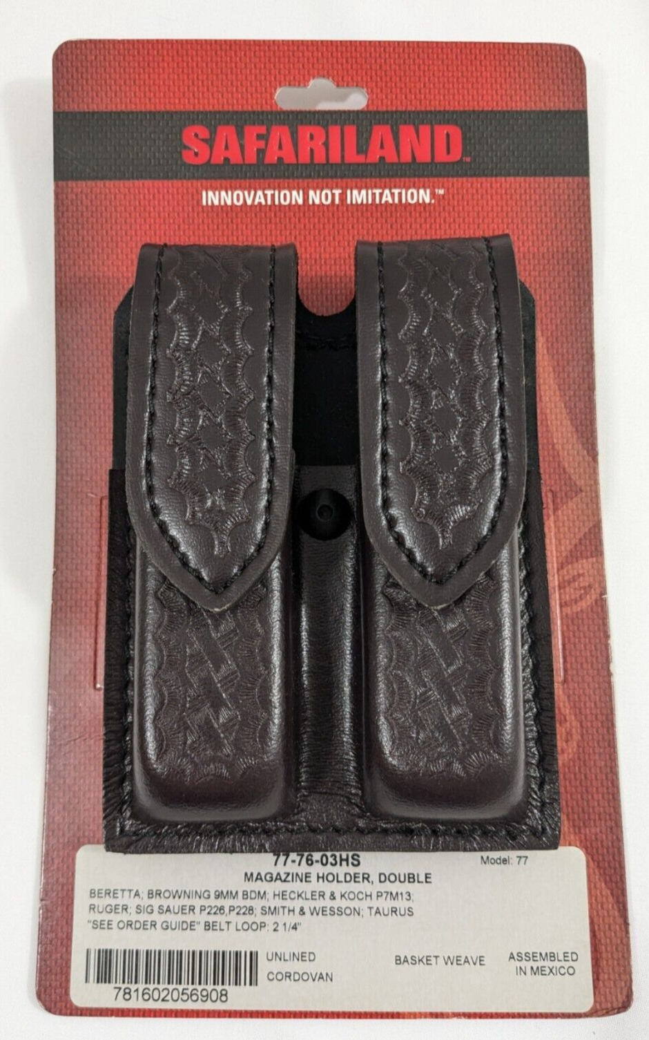 SAFARILAND 77-76-03HS DOUBLE MAGAZINE HOLDER BASKETWEAVE BROWN S&W BERETTA RUGER-image