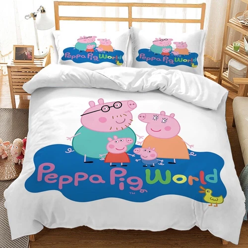 Peppa Pig Cartoon Quilt Duvet Doona Bezug Bettwäsche Set Single Double Queen Neu - Bild 3 von 36