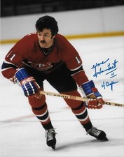 Auto. Montreal Canadiens Yvon Lambert 8x10 Photo #4 with Inscription 4 Cups 