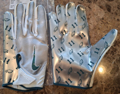 NIKE VAPOR JET NFL EAGLES #11 BROWN PLAYER ISSUED FOOTBALL GLOVES,  FA22