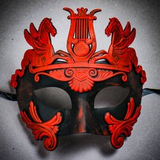 Venetian Masquerade Ball Party Face Mask For Halloween Men Pegasus Mask Red