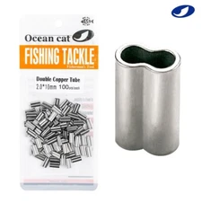 OCEAN CAT Double Barrel Copper Crimp Sleeves Leader Crimps Connector Tackle 