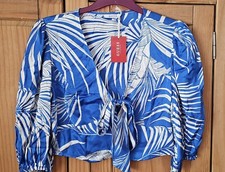Guess Half Sleeve Tamara Top Blue Size L RRP £80 