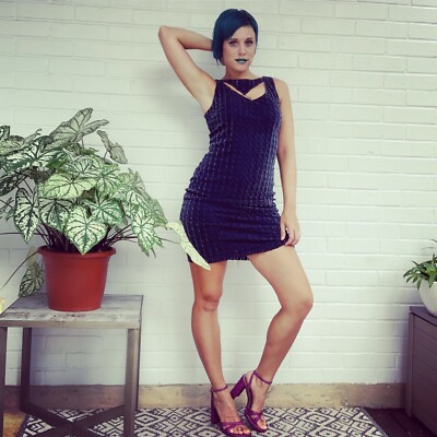 Vintage 90s Y2k Dress 4 Blue Metallic Joseph Ribhoff Beaded Bodycon Stretch  Mini | eBay