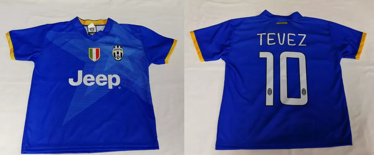 MAGLIA JUVENTUS BLU DI TEVEZ TAGLIA 2 MAGLIETTA JUVE REGALO NASCITA  BATTESIMO FC