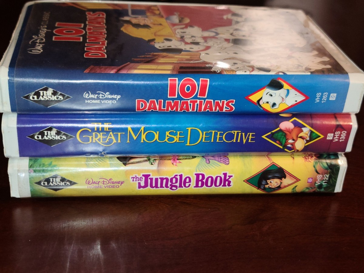 Disney VHS The Jungle Book, 101 Dalmatians, The Great Mouse