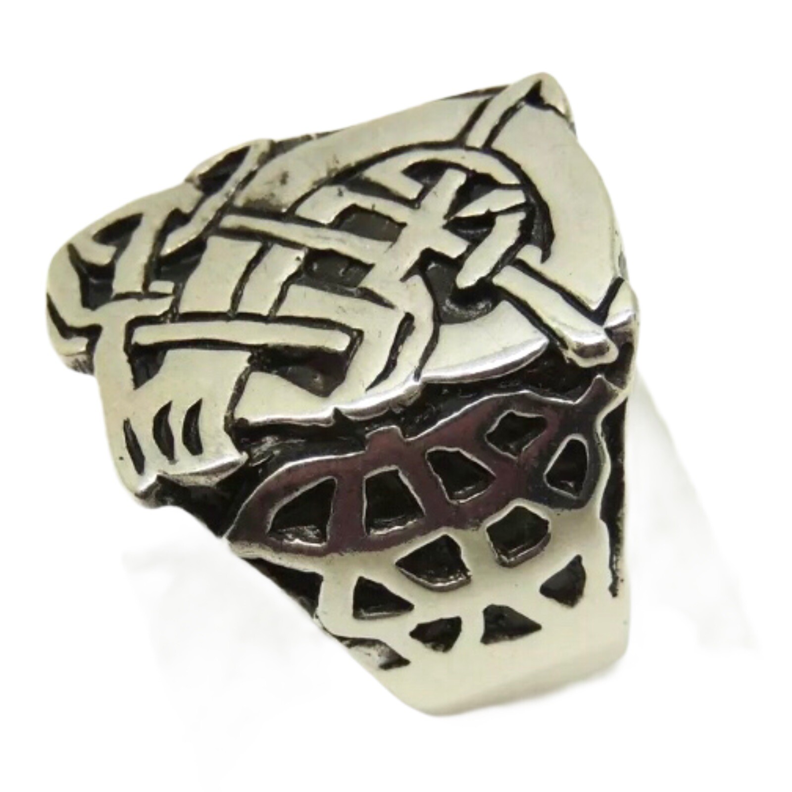 925 Solid Sterling Silver Celtic Ring Men Size 8 - image 3