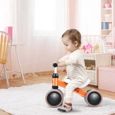 NNECW Baby Balance Training Bike with 4 Wheels for Infant-Orange