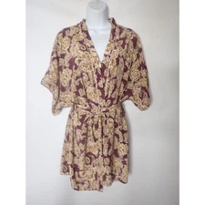 Val Mode Sleeveless Nightgown Short Sleeve Robe Paisley Women M Vintage